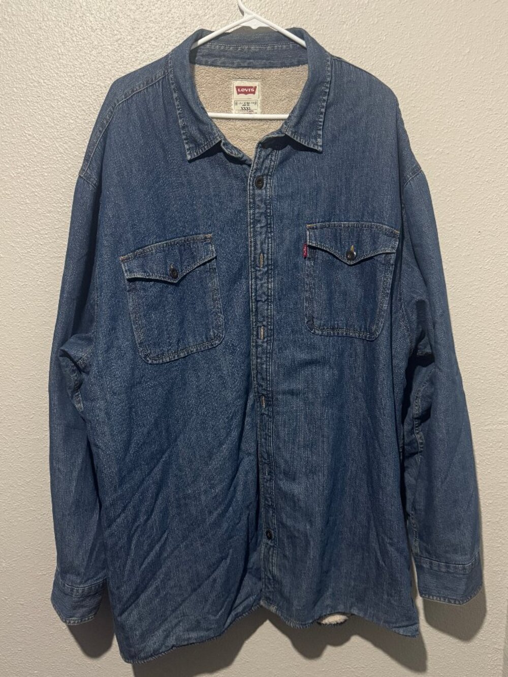 Levi’s Sherpa Lined Denim Shirt Jacket Blue XXXL Regular Button Front